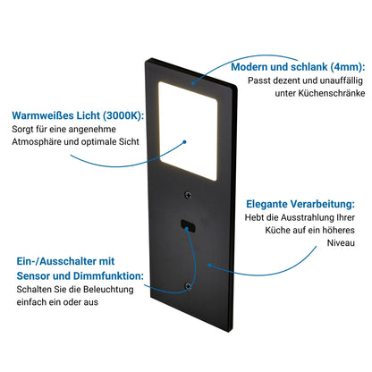 XL3000 Küchenbeleuchtung Unterbau – Schwarz (4er-PACK) Warmweißes Licht