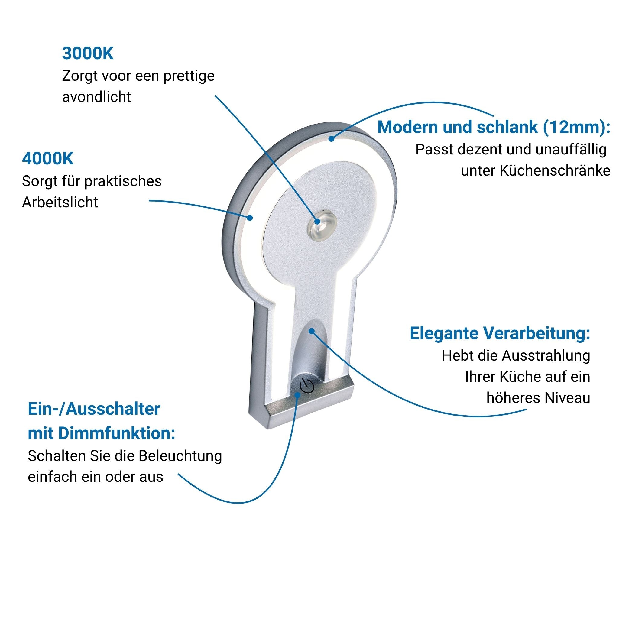 2-TONE Küchenbeleuchtung Unterbau – Silber (5er-PACK)