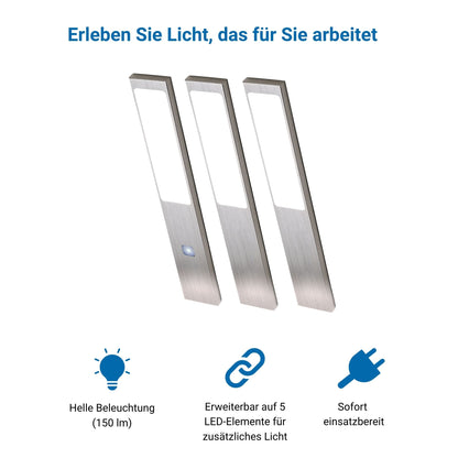 STYLE Küchenbeleuchtung Unterbau – Silber (4er-PACK) Einstellbare Lichtfarbe