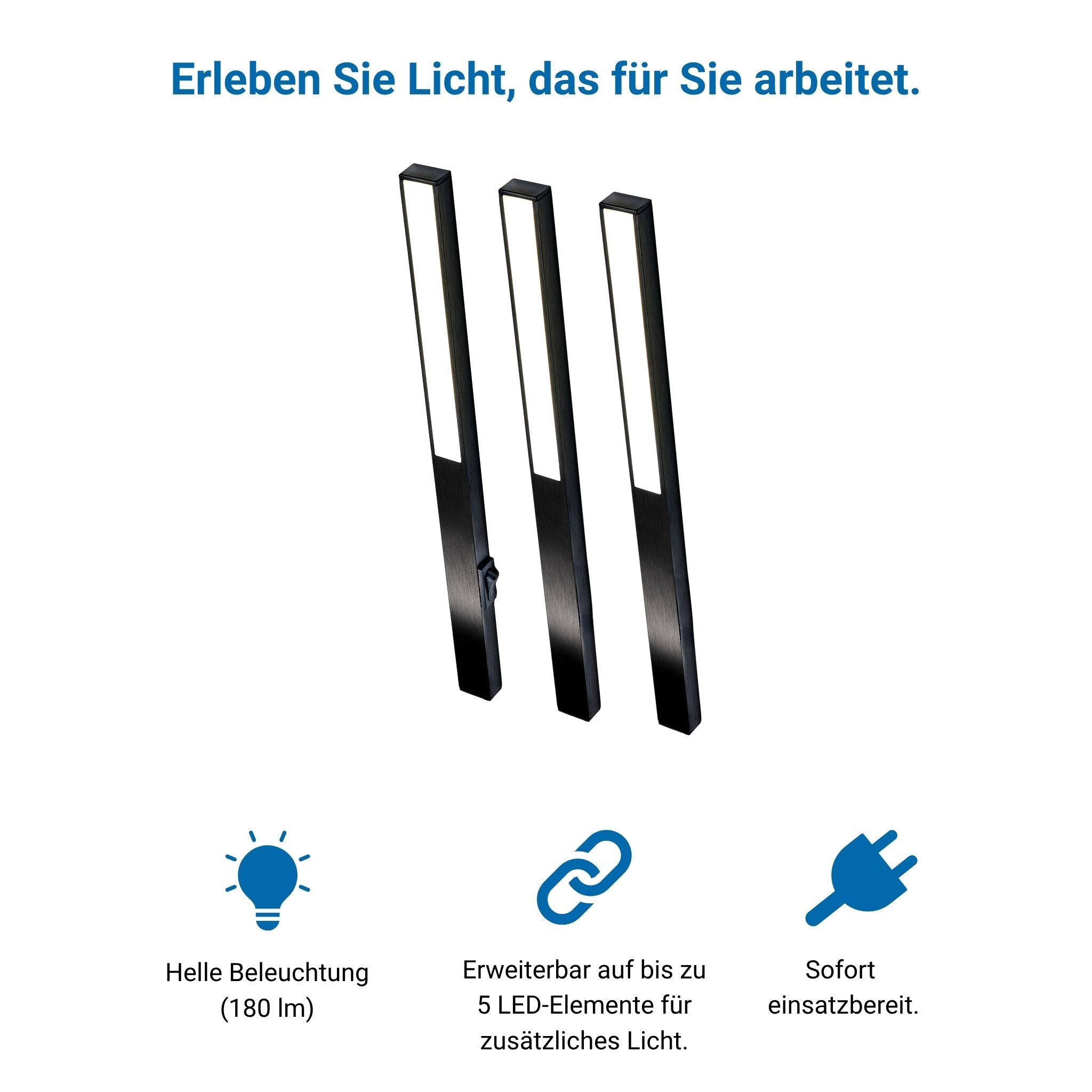 LONGLED Küchenunterbauleuchte – Schwarz (5er-Pack)