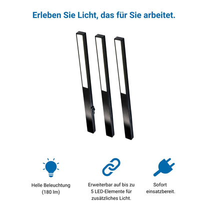 LONGLED Küchenunterbauleuchte – Schwarz (5er-Pack) Neutralweißes Licht