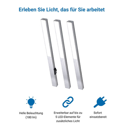 LONGLED Küchenbeleuchtung Unterbau – Silber (5er-Pack) Neutralweißes Licht