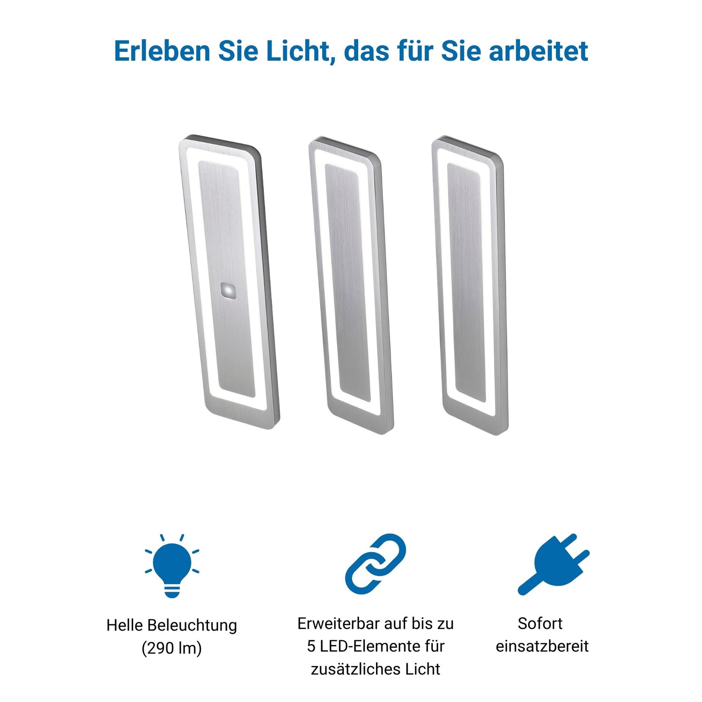 LUX-4000 LED Küchenbeleuchtung Unterbau – Edelstahl (4er-Pack)