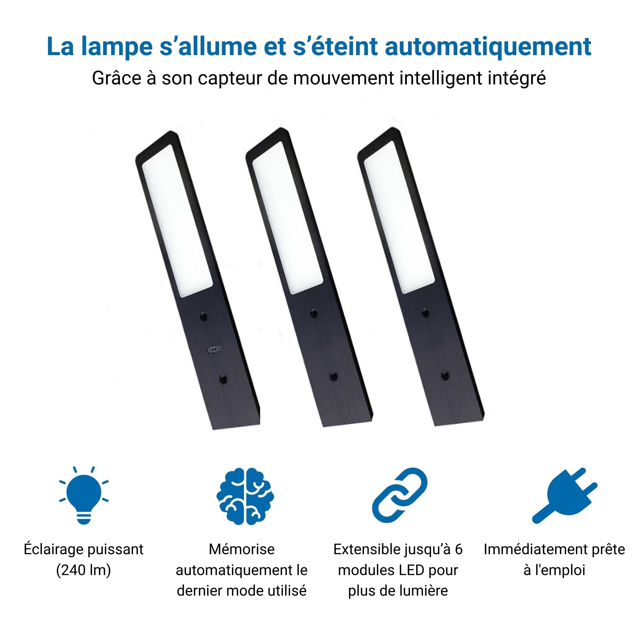 Éclairage LED Cuisine Sous Meuble - Noir (3 PACK)