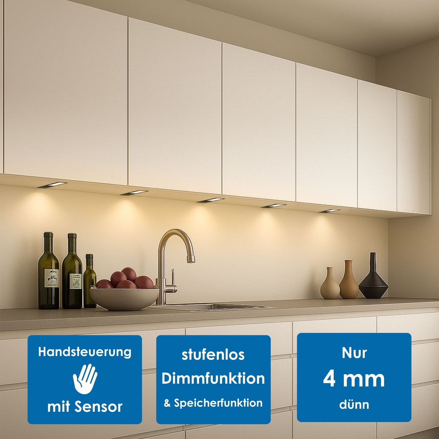 SMART LED Unterbauleuchte Küche – Schwarz (4er Pack)