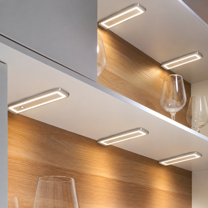 LUX-4000 LED Küchenbeleuchtung Unterbau – Edelstahl (5er-Pack) Neutralweißes Licht