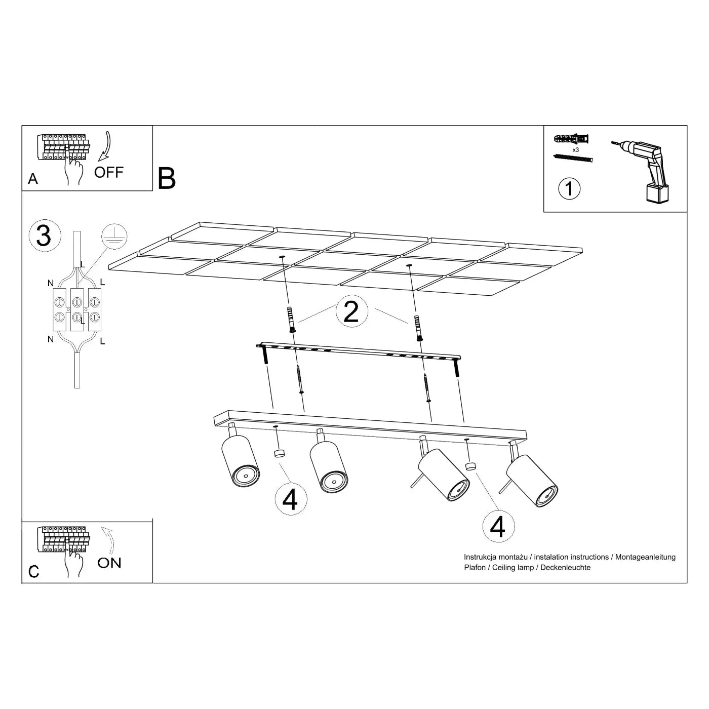 Plafondlamp Rondo 4 – Okerrood & Staal
