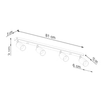 Plafondlamp Tube 4 – Zwart & Koper & Staal