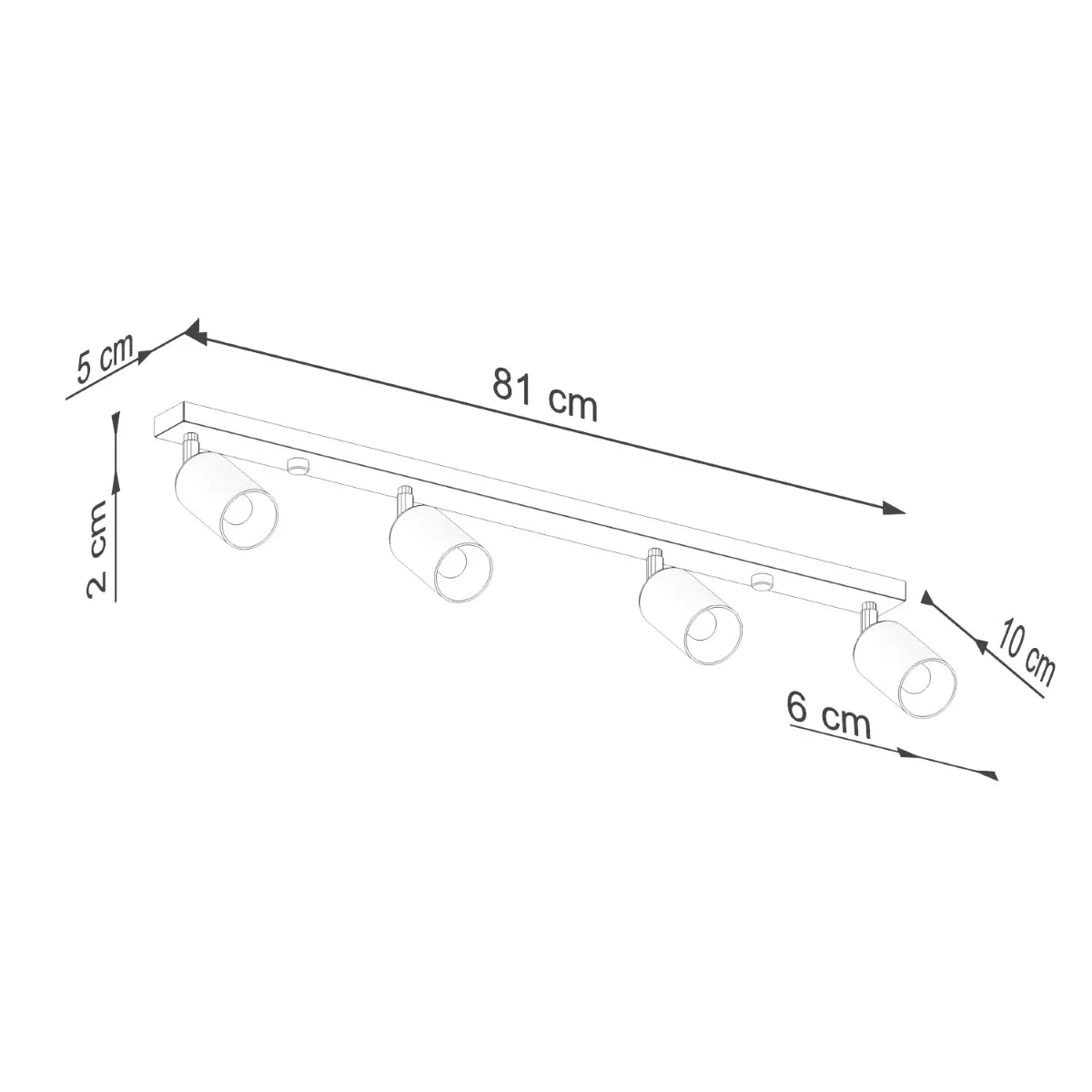 Plafondlamp Tube 4 – Zwart & Koper & Staal