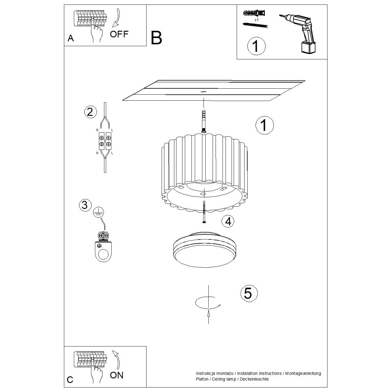 Deckenstrahler Japandi Single-XS – Taupe & Aluminium