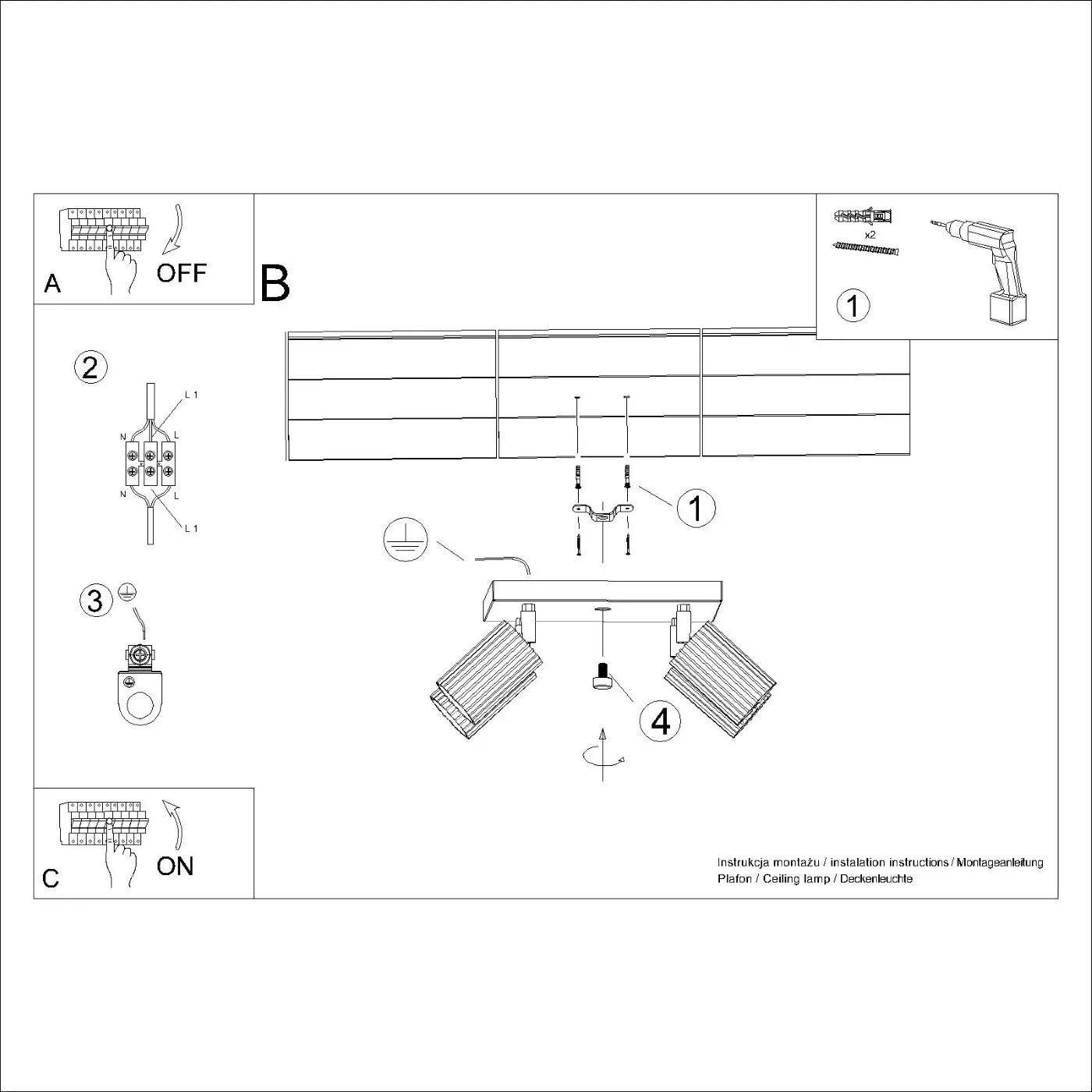 Plafondlamp Japandi 4S – Olijfgroen & Aluminium