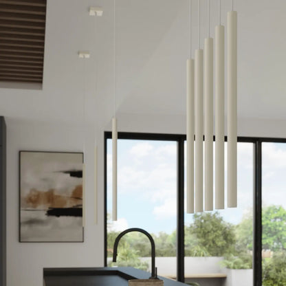 Pendelleuchte Matita 1 – Beige & Stahl