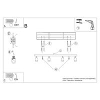 Plafondlamp Tube 4 – Zwart & Koper & Staal