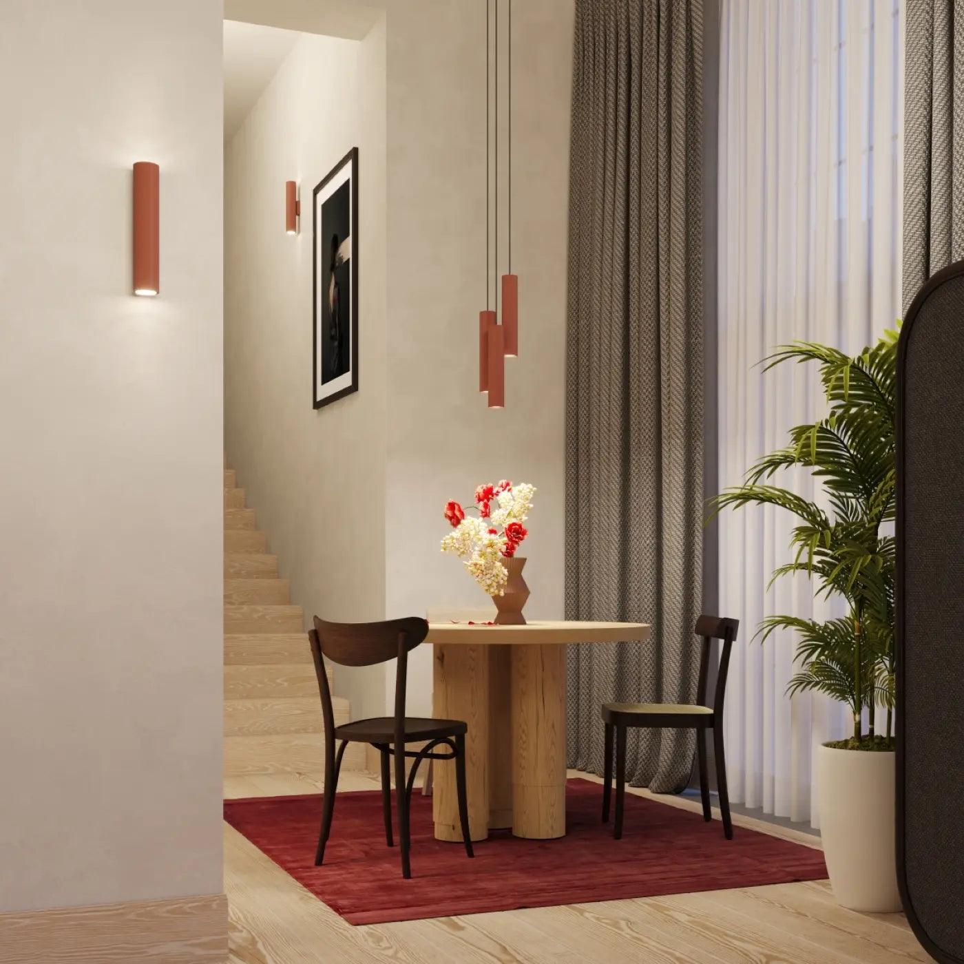 Hanglamp Tube 1 – Okerrood & Staal
