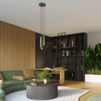 Pendelleuchte Japandi 3P – Olive Grün & Aluminium