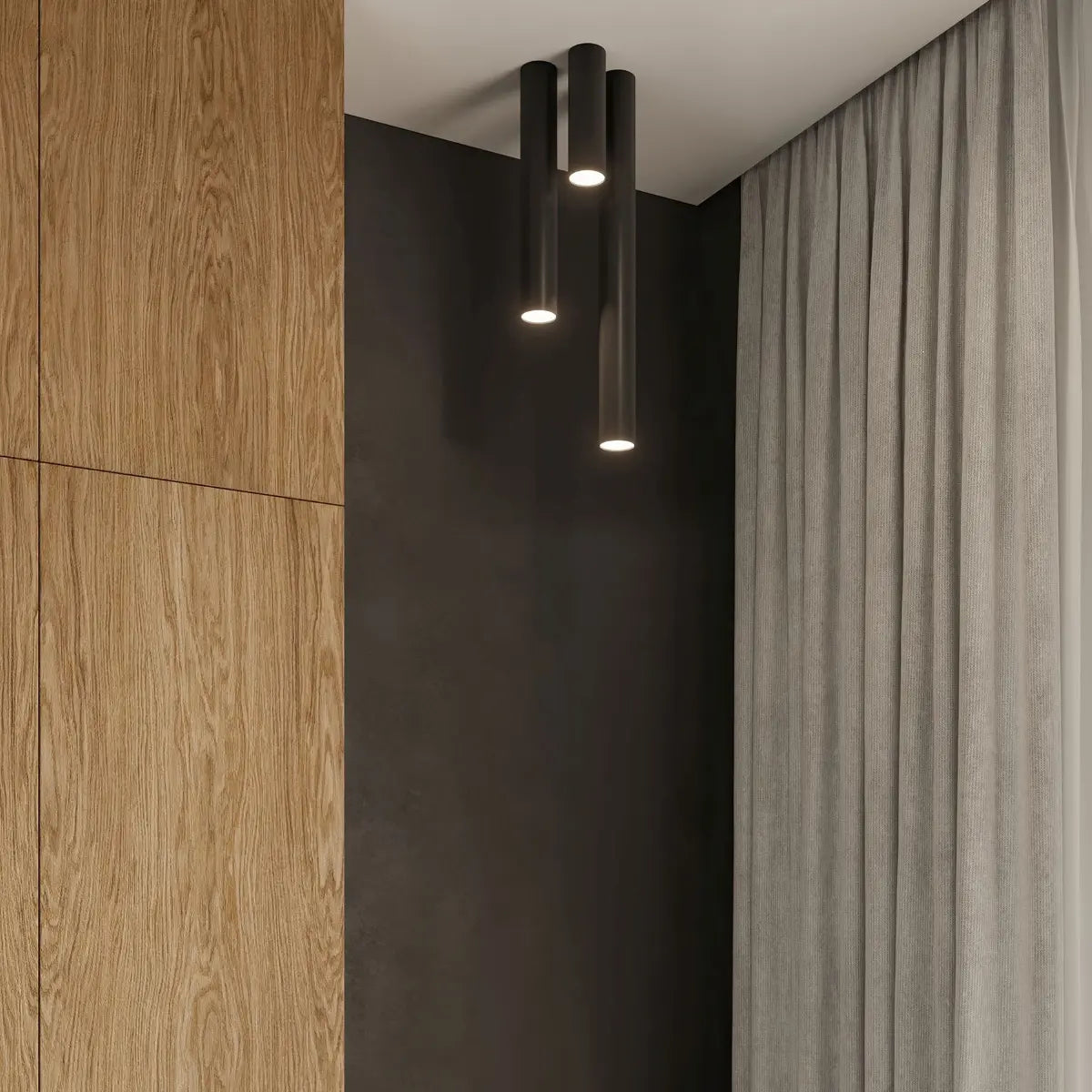 Plafondlamp Tube 20 – Zwart & Staal