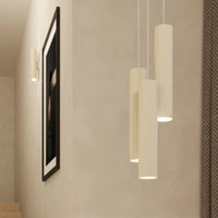 Pendelleuchte Tube 1 – Beige & Stahl