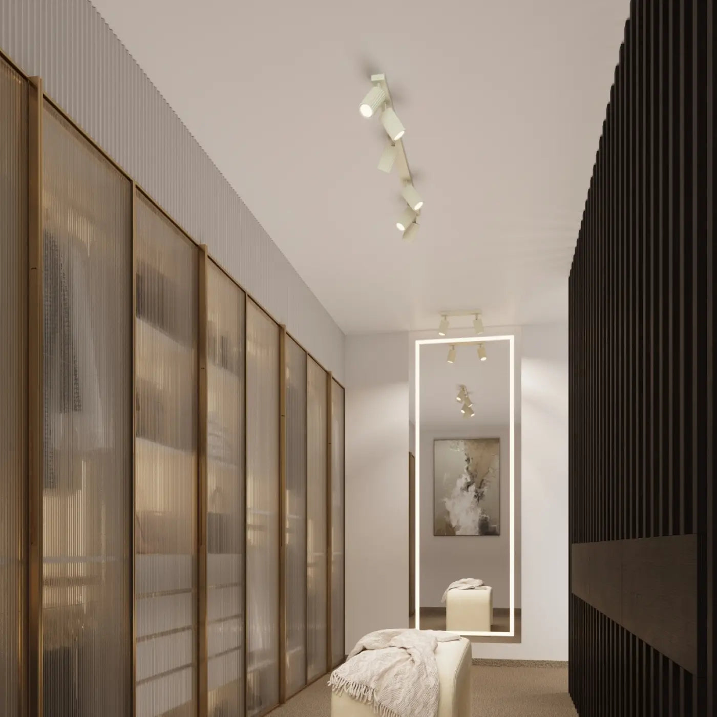 Deckenleuchte Japandi 2 – Beige & Aluminium