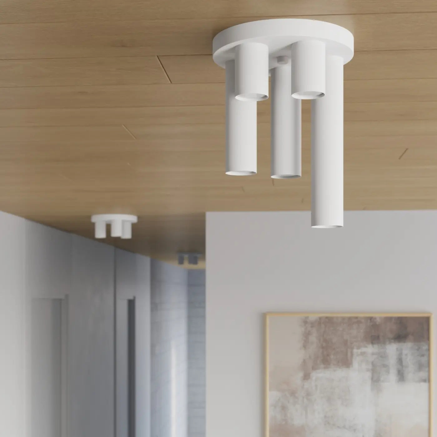 Deckenleuchte Tube 3R – Weiß & Stahl
