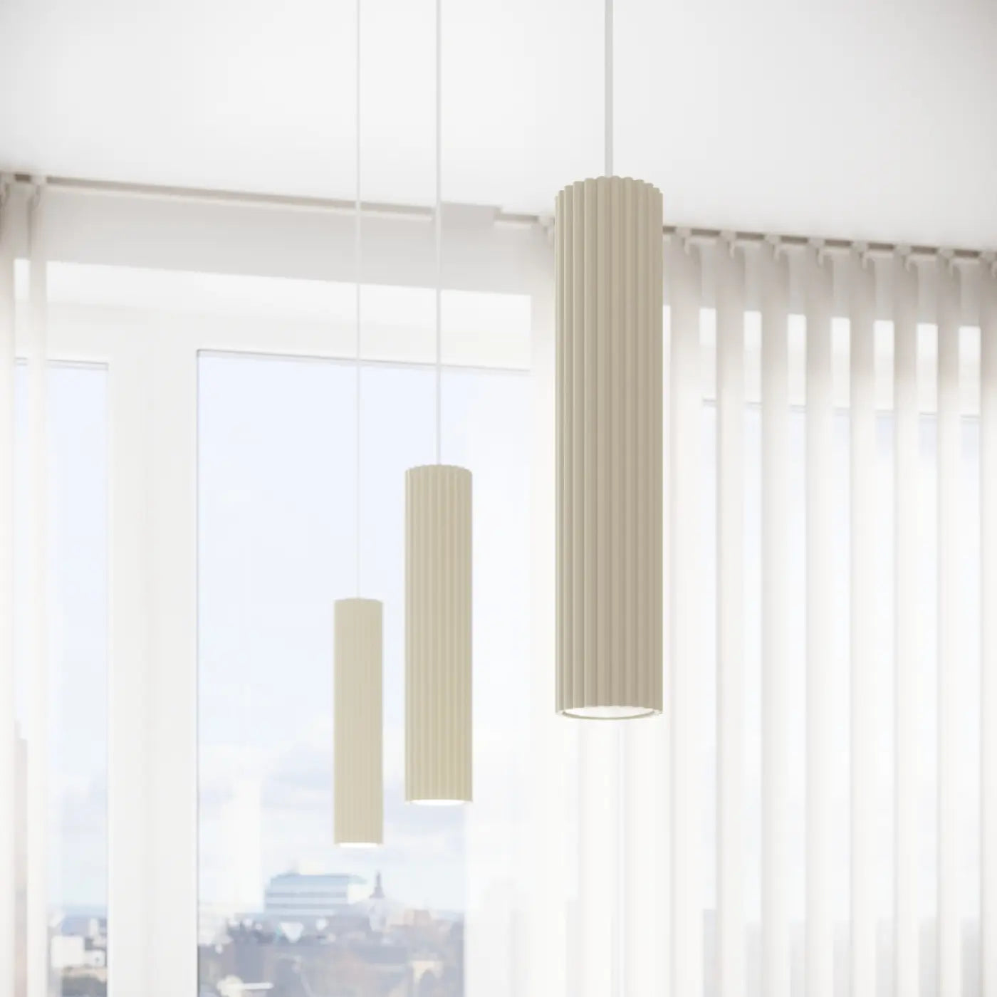 Pendelleuchte Japandi 1 – Beige & Aluminium
