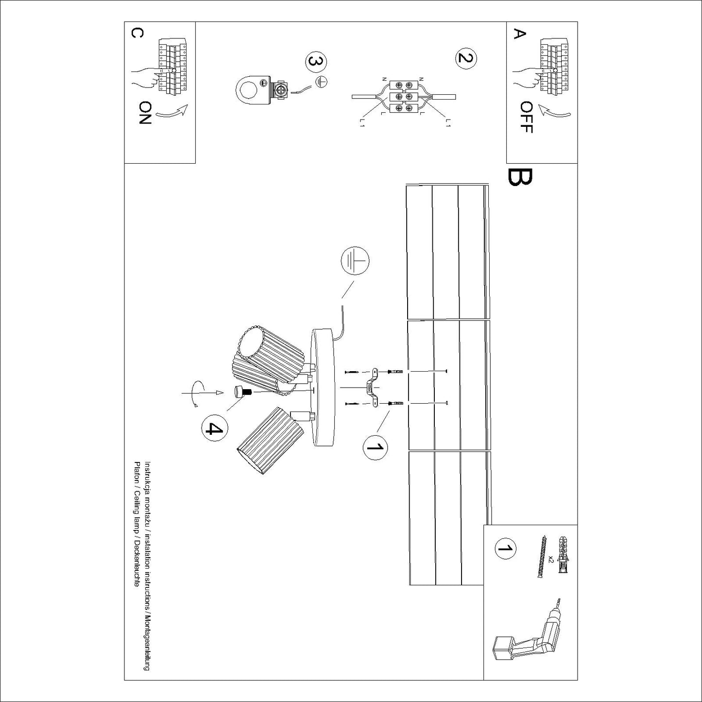 Plafondlamp Japandi 3P – Taupe & Aluminium