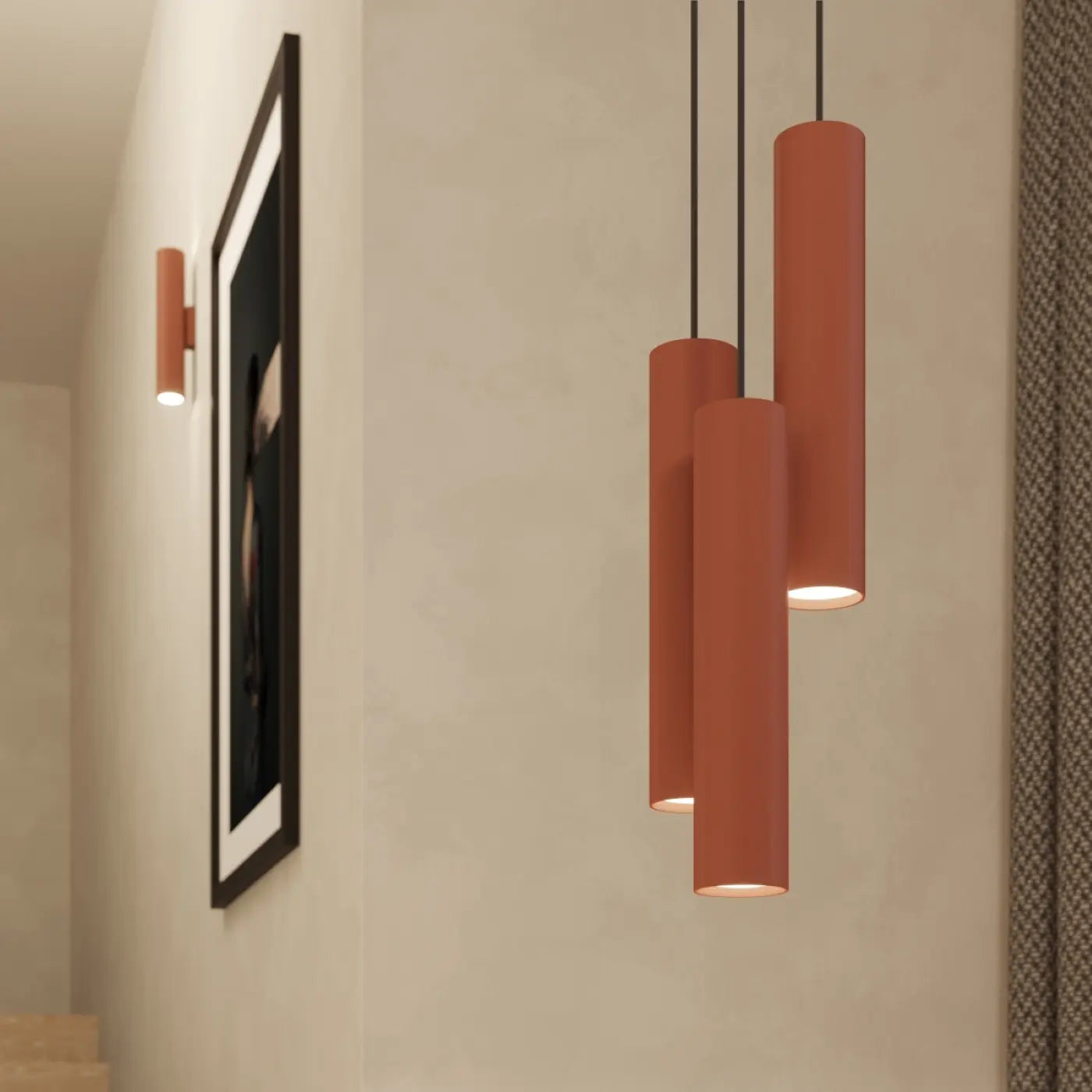 Hanglamp Tube 1 – Okerrood & Staal