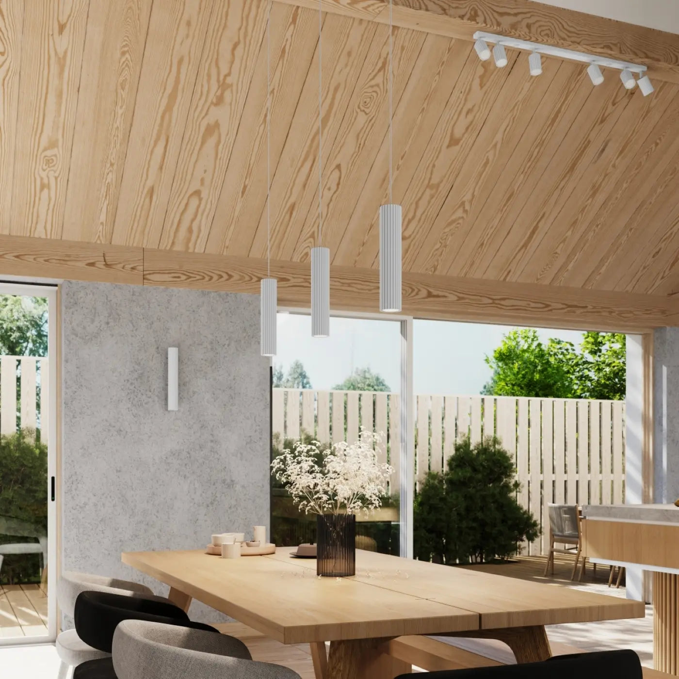 Hanglamp Japandi 3p – Wit & Aluminium