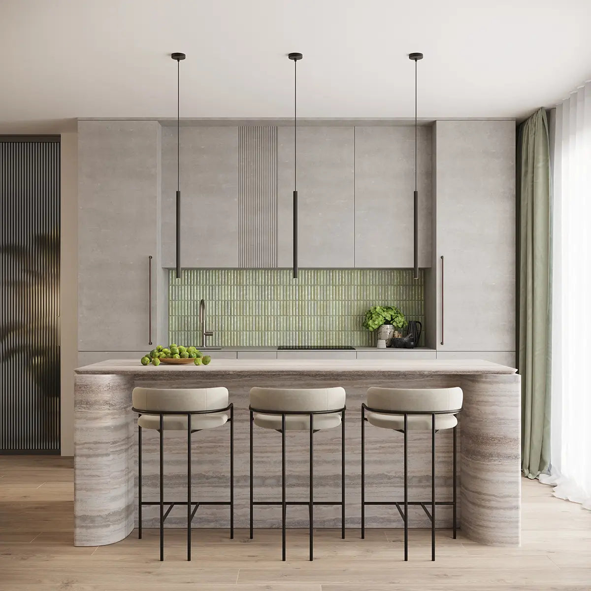 Pendelleuchte Candle 3P – Schwarz & Stahl