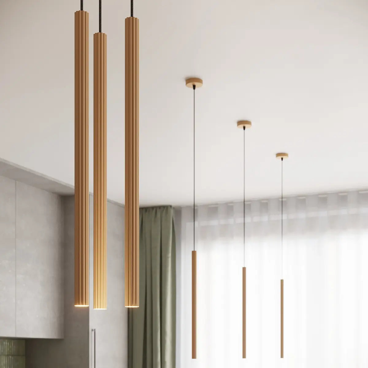 Pendelleuchte Candle 1 – Gold & Stahl