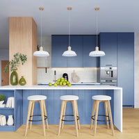 Pendelleuchte Diner 2 – Weiß & Stahl & Holz