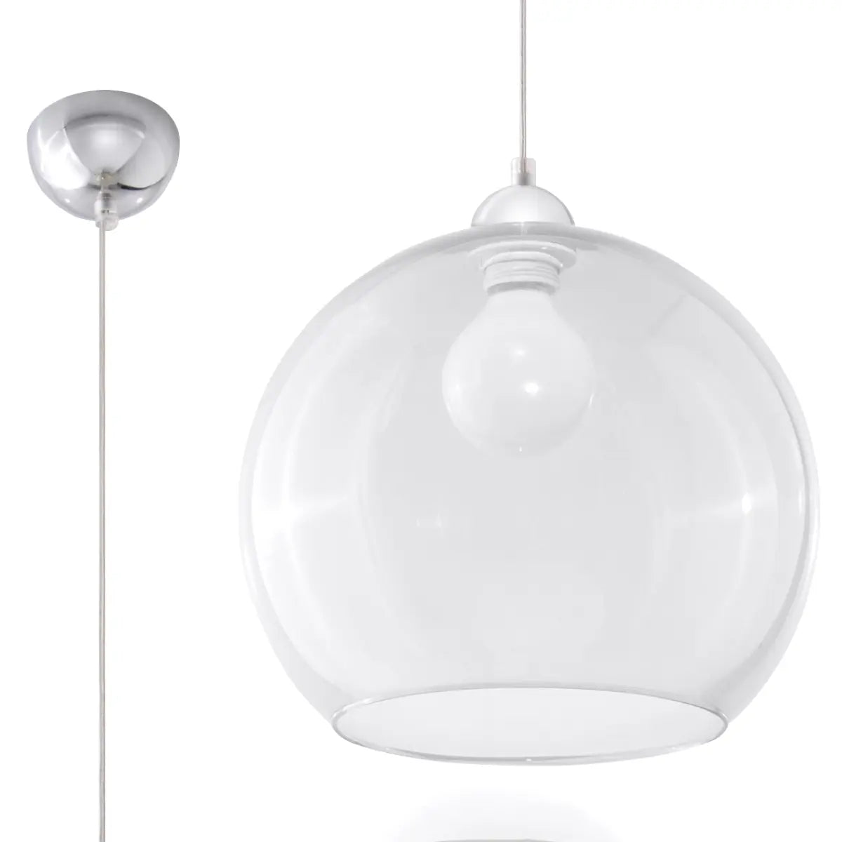 Hanglamp Globe – Transparant Glas & Staal
