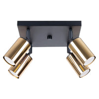 Plafondlamp Tube 4S – Zwart & Goud & Staal