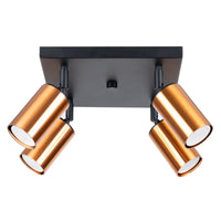 Plafondlamp Tube 4S – Zwart & Koper & Staal