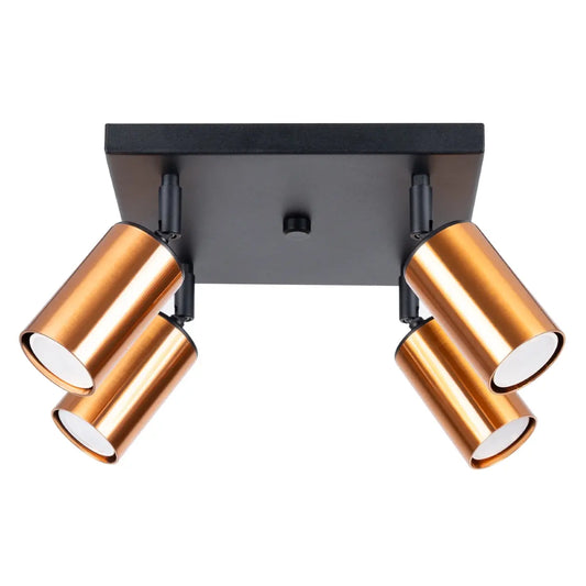 Plafondlamp Tube 4S – Zwart & Koper & Staal
