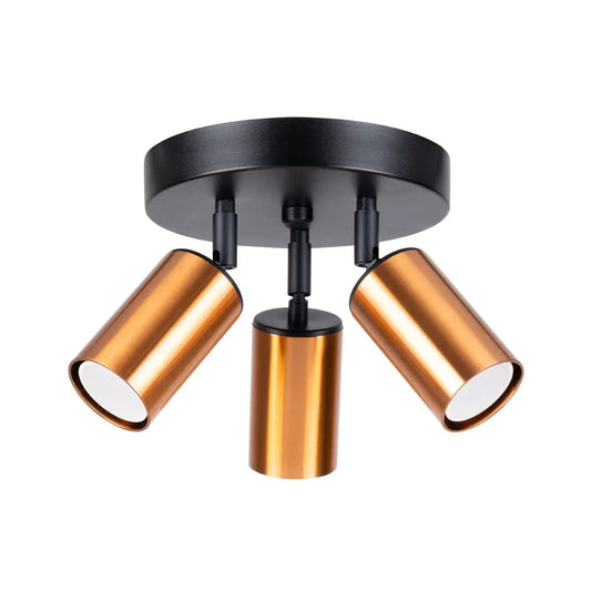 Deckenleuchte Tube 3R – Schwarz & Kupfer & Stahl