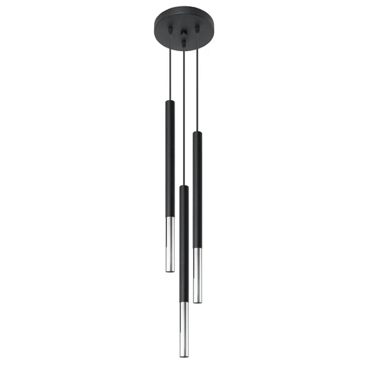 Pendelleuchte Matita 3P – Schwarz & Silber & Stahl
