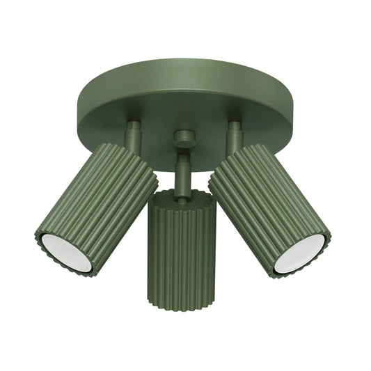 Plafondlamp Japandi 3P – Olijfgroen & Aluminium