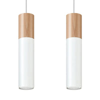 Hanglamp Tube 2 – Wit & Natuurlijk Hout