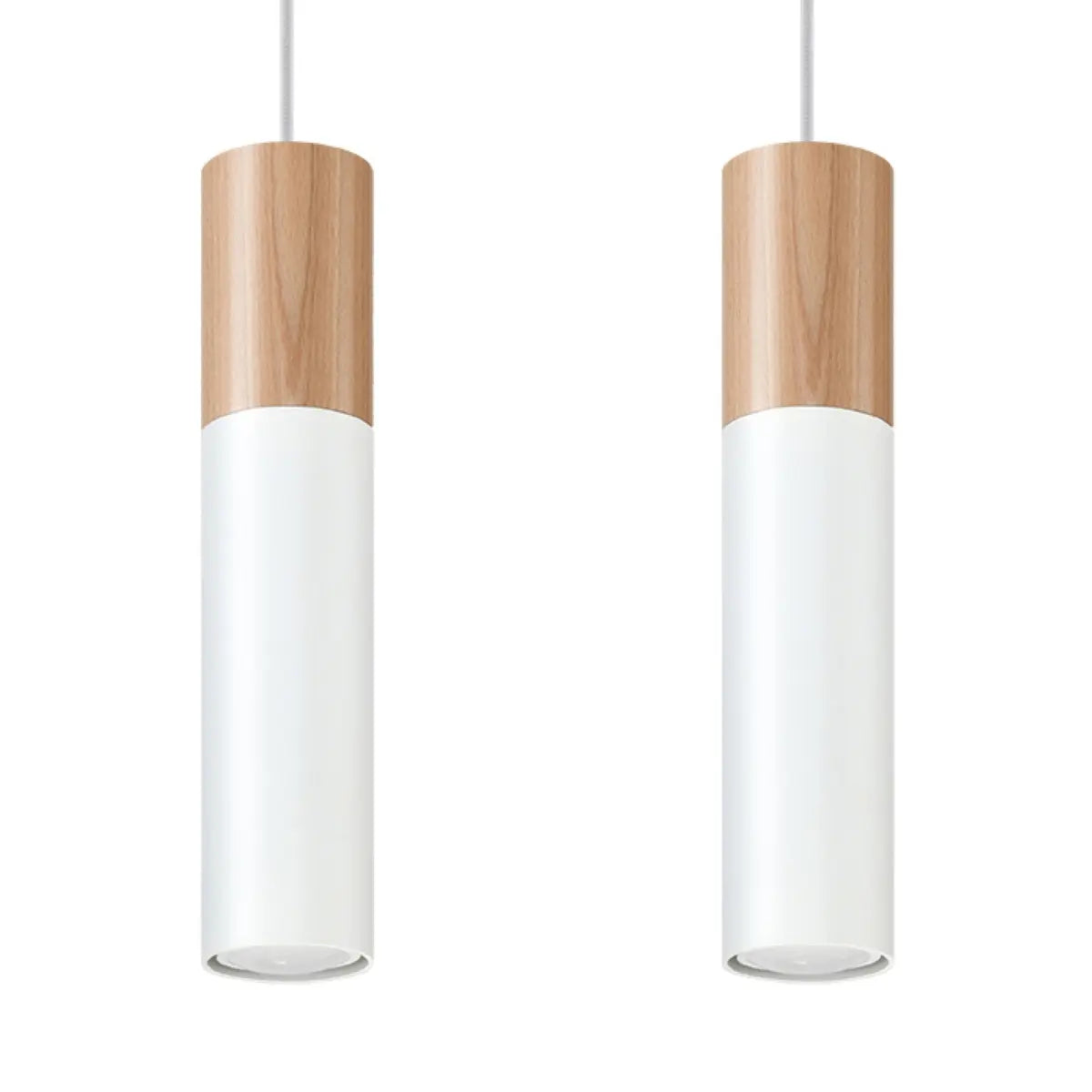Hanglamp Tube 2 – Wit & Natuurlijk Hout