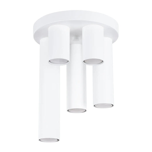 Plafondlamp Tube 5R – Wit & Staal