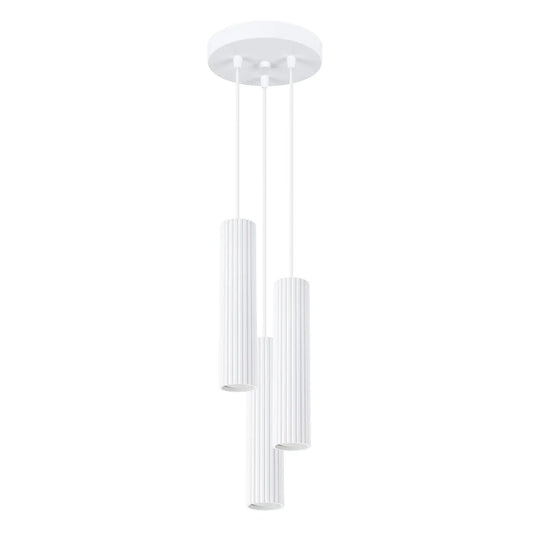 Hanglamp Japandi 3p – Wit & Aluminium