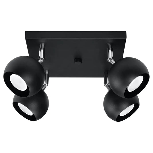 Plafondlamp Retro 4S – Zwart & Staal