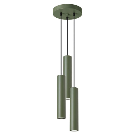 Hanglamp Tube 3P – Olijfgroen & Staal