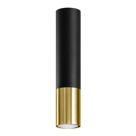 Plafondlamp Tube – Zwart & Goud & Staal