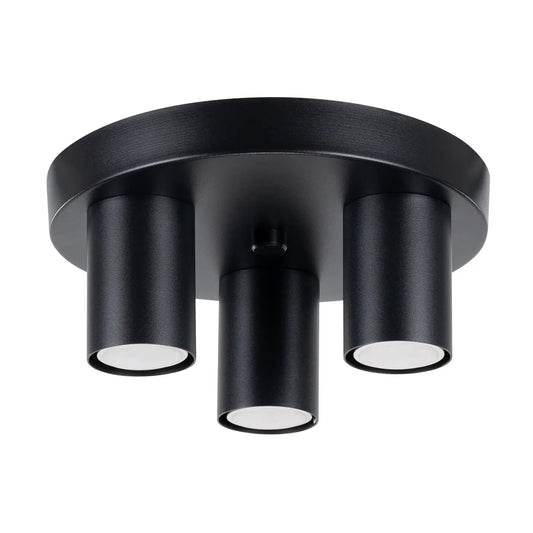 Plafondlamp Tube 3R – Zwart & Staal