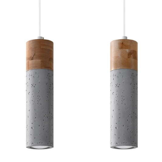 Hanglamp Tube Beton Wood 2 – Grijs Beton & Hout