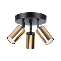 Plafondlamp Tube 3R – Zwart & Goud & Staal