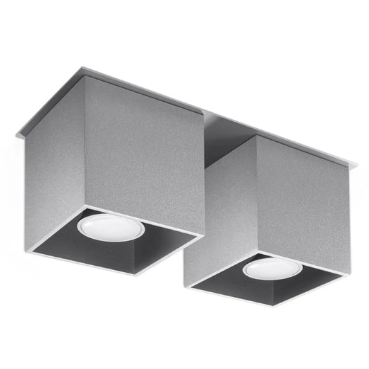 Deckenleuchte Square Double – Grau & Aluminium