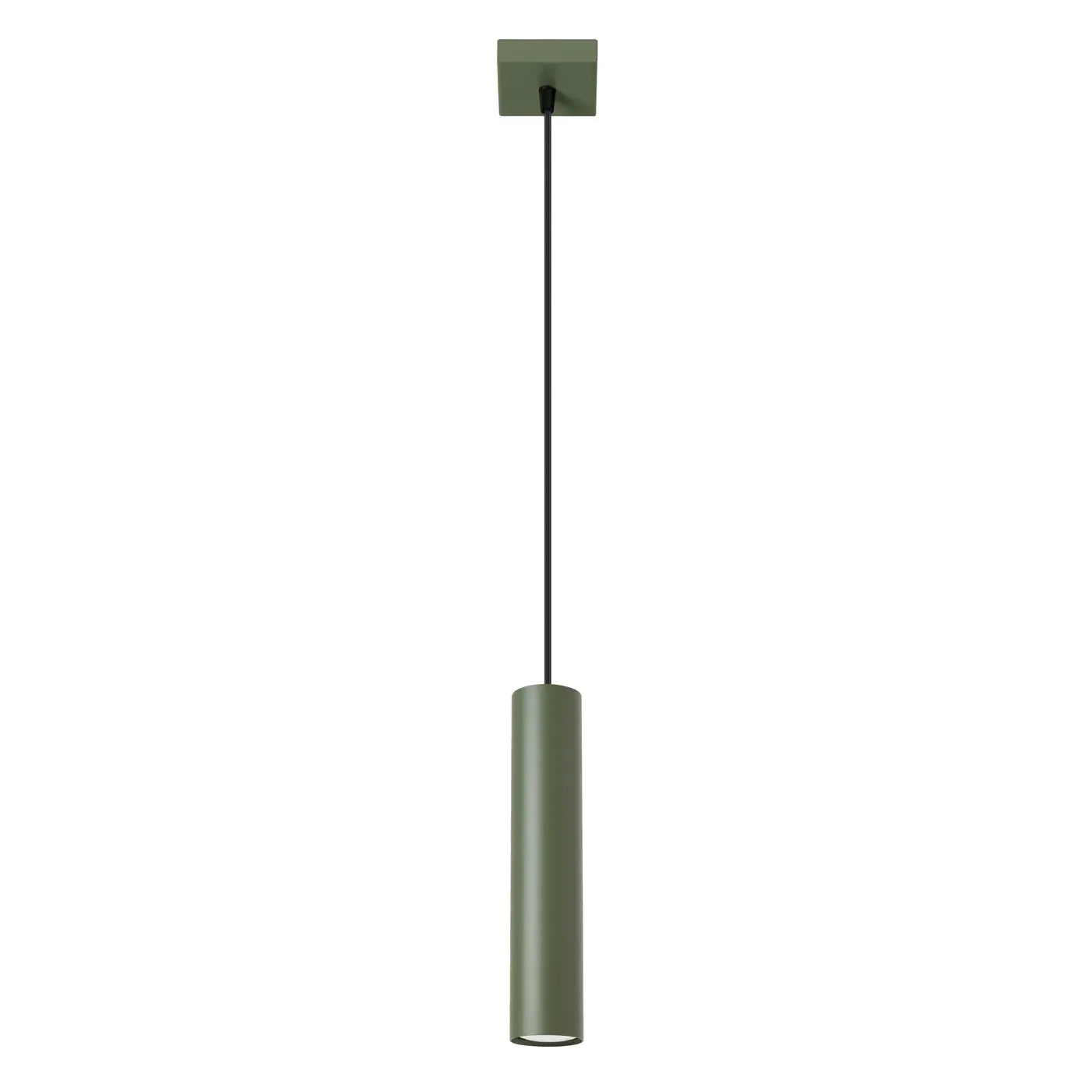 Pendelleuchte Tube 1 – Olivgrün & Stahl