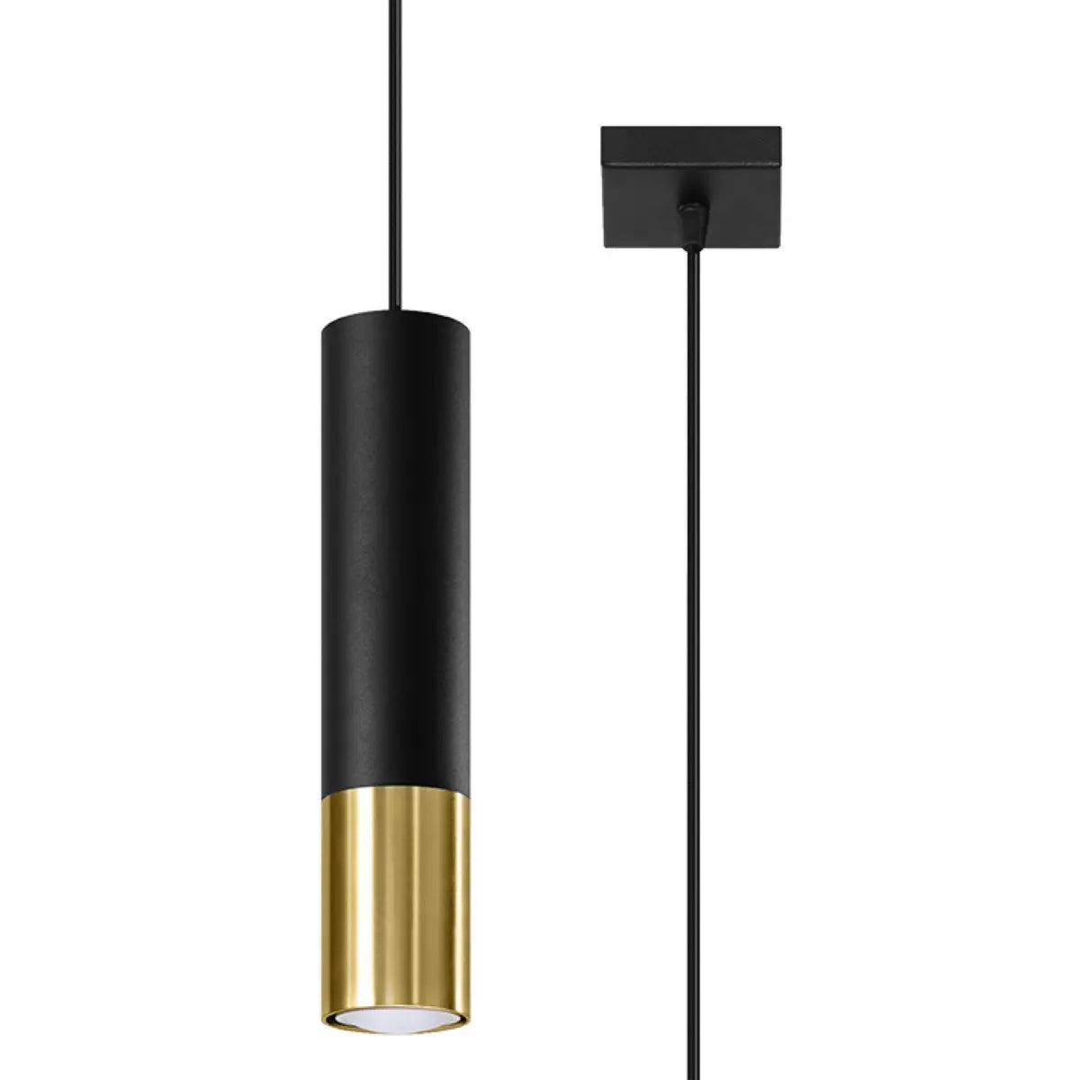 Hanglamp Tube 1 – Zwart & Goud & Staal